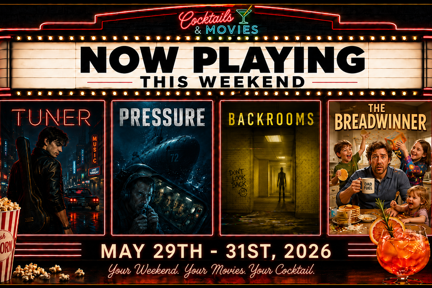 weekend pourcast may 29th, 2026 cocktails and movies