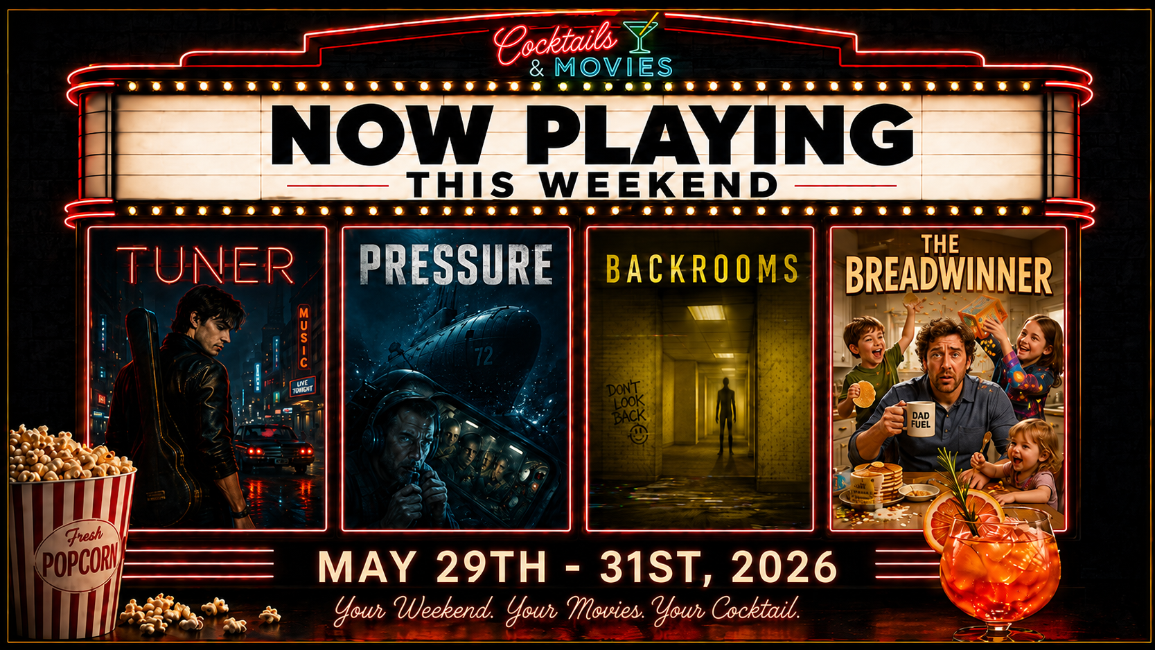 weekend pourcast may 29th, 2026 cocktails and movies